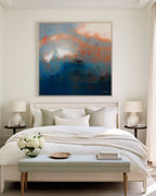 Never Lose Hope in Hard Times, Jeremiah 29:11 canvas print above the bed in a cream bedroom with a bench at its foot