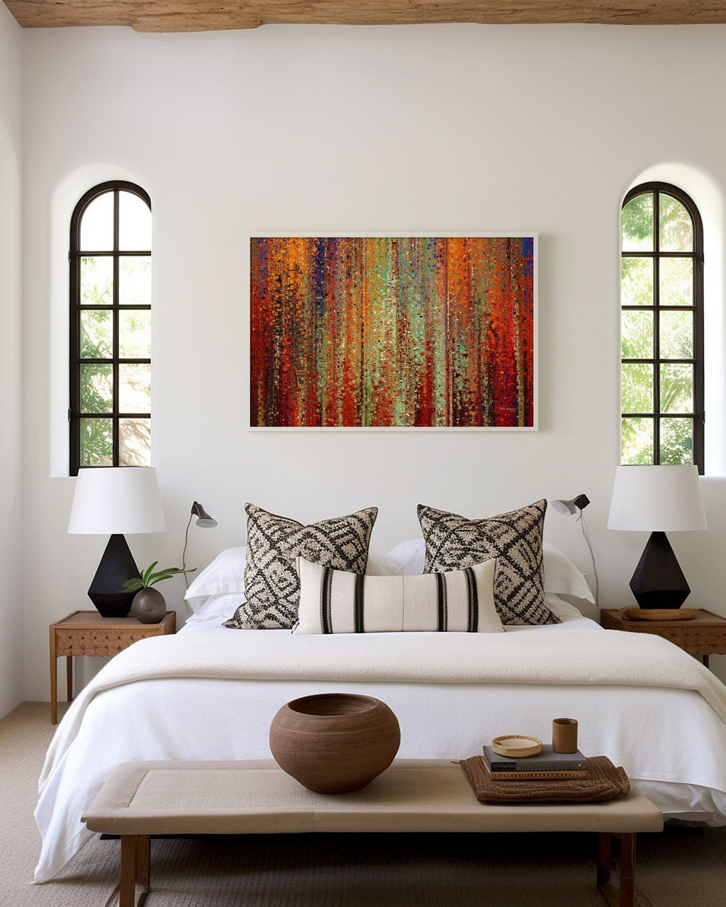 My Kingdom Is Not Of This World, John 18:36 canvas print above the bed between two arched windows