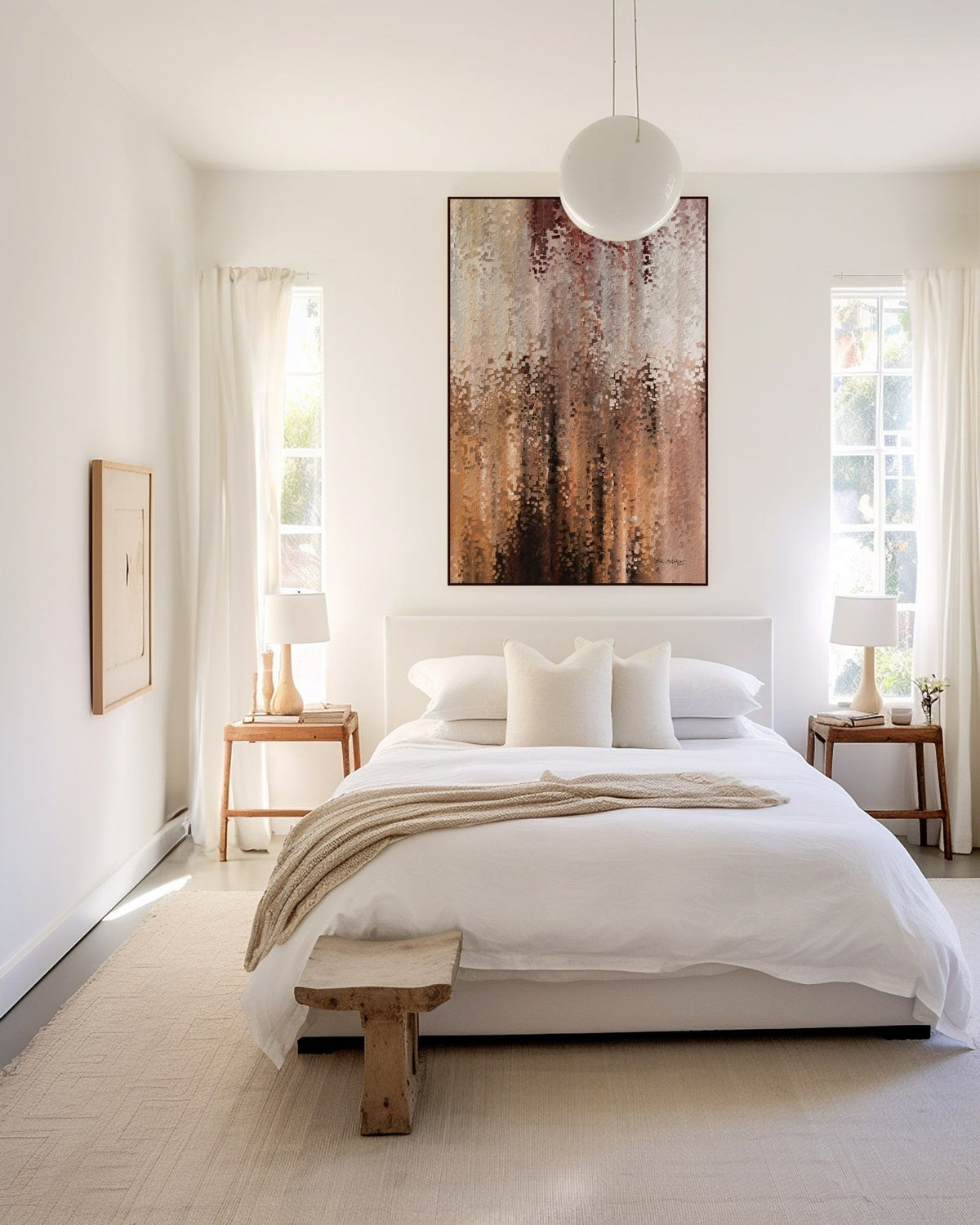 I Am With You, Isaiah 41:10 canvas print above the bed in a bright white bedroom