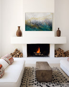 Our Secret Place, Psalm 91:1 canvas print above a white plaster fireplace with stacked firewood