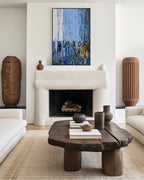 My Shepherd, Psalm 23:1 canvas print above a sculpted plaster fireplace in a living room