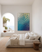 My Strength And Song, Isaiah 12:2 canvas print on a bedroom wall beside an arched window