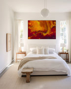 He Delivers And Rescues, Daniel 6:27 canvas print above the bed in a bright white bedroom