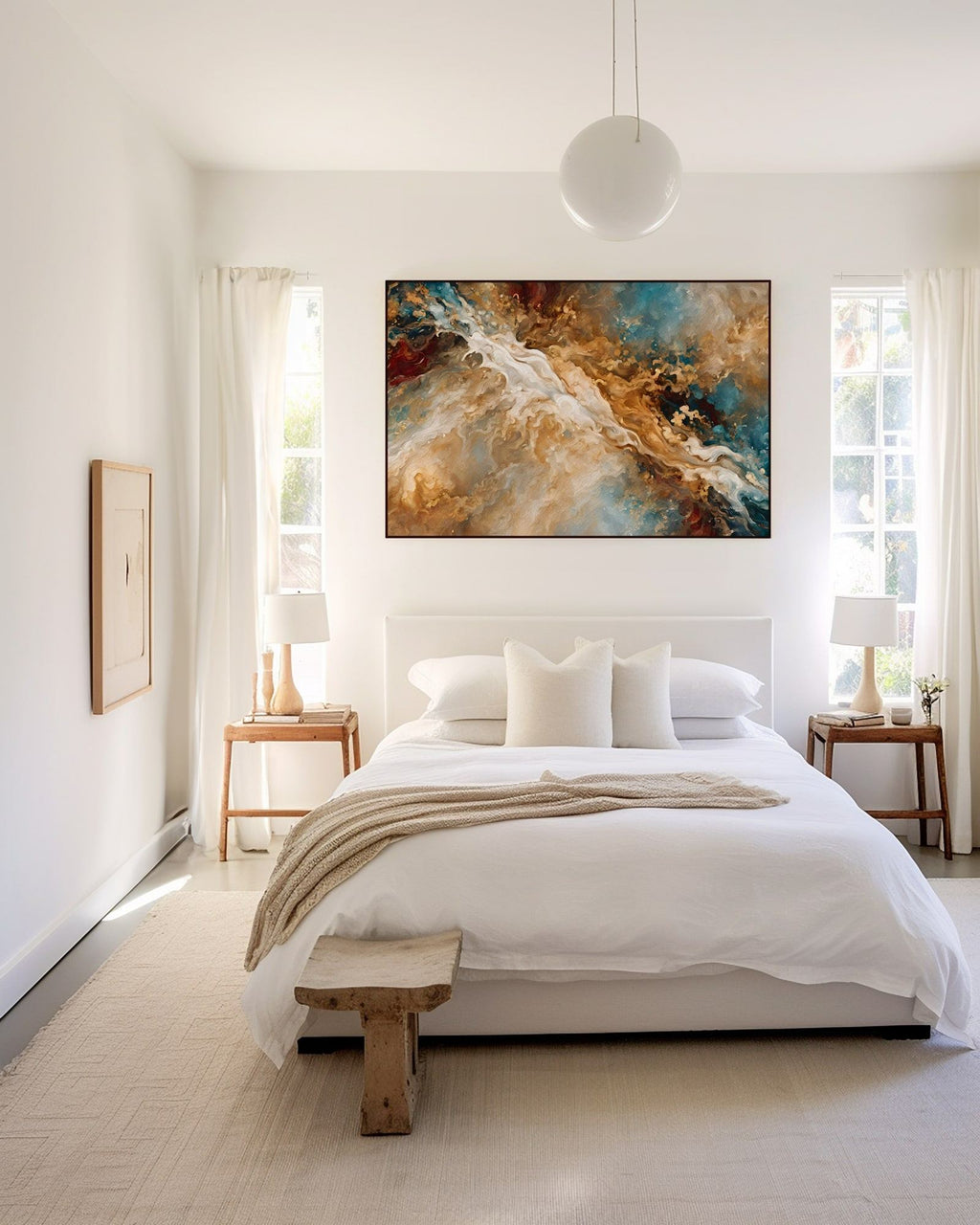 Heaven's Gate, Genesis 28:12 canvas print above the bed in a bright white bedroom