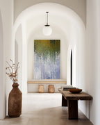 Abide In Me, John 15:5 canvas print at the end of a white arched hallway