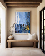 My Shepherd, Psalm 23:1 canvas print above a rustic bench beside a glass door, under wooden beams