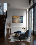 It Is I, Matthew 14:27 canvas print on a panelled wall beside a staircase and a blue armchair