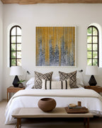God Works In You, Philippians 2:13 canvas print above the bed between two arched windows