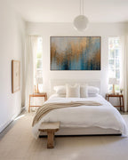 Glory Unveiled, Revelation 21:23 canvas print above the bed in a bright white bedroom
