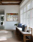 Bread From Heaven, Exodus 16:4 canvas print above a cushioned bench beside a wall of windows