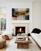 Promised Deliverance, Proverbs 11:21 canvas print above a lit fireplace with a white mantel