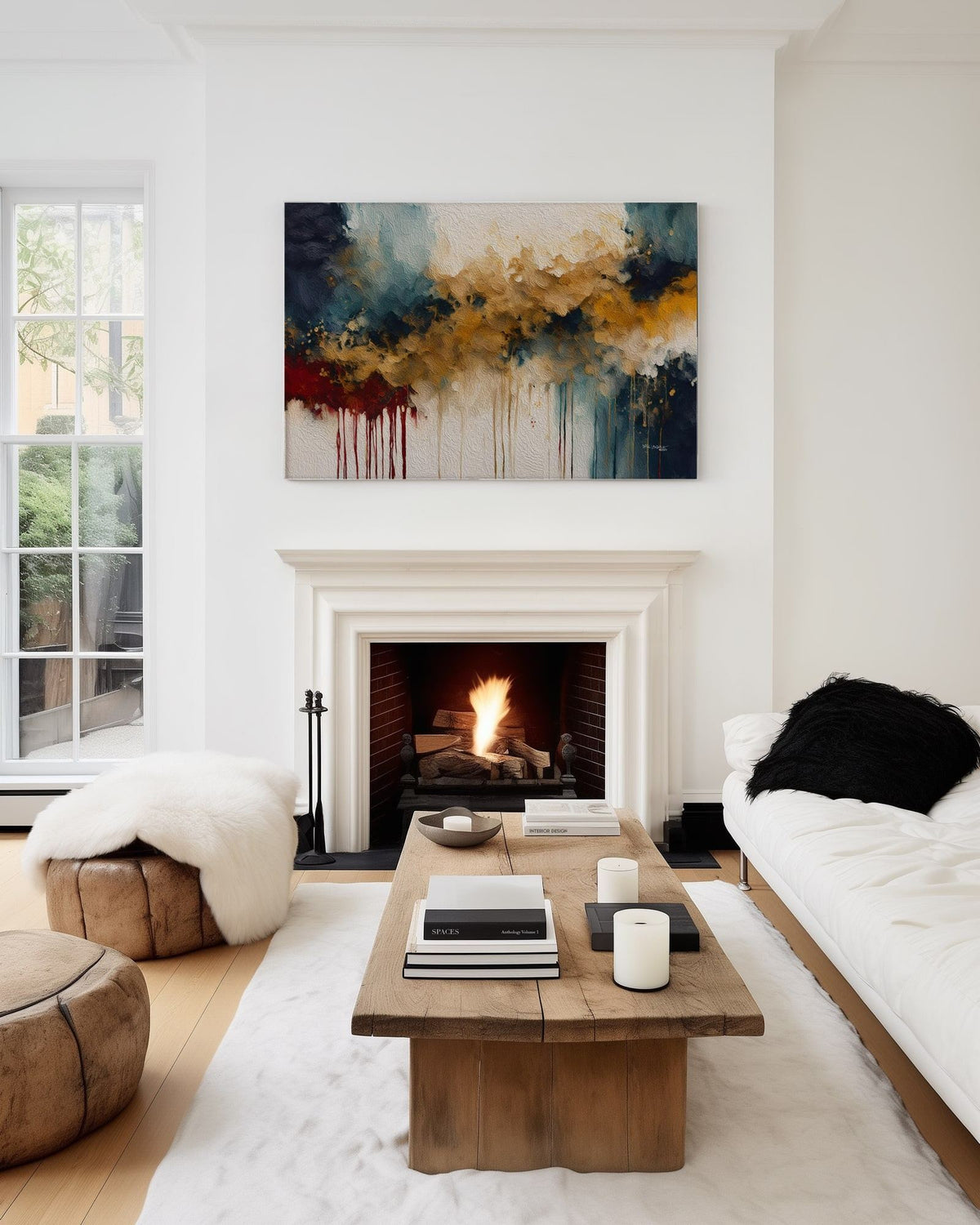 Promised Deliverance, Proverbs 11:21 canvas print above a lit fireplace with a white mantel