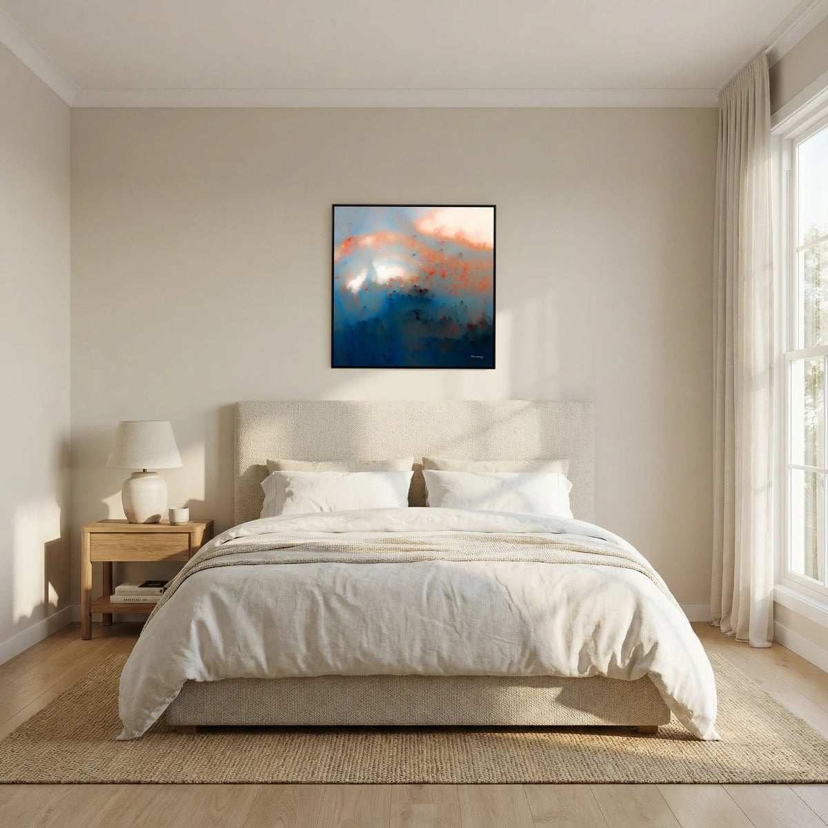 Never Lose Hope in Hard Times, Jeremiah 29:11 canvas print above the bed in a bedroom
