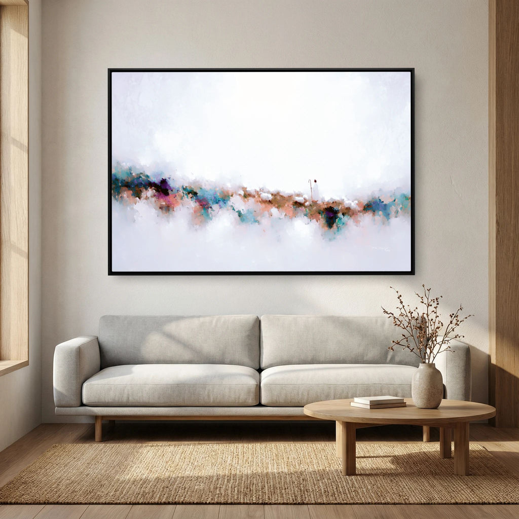 Known By Name, John 10:14 canvas print above a grey sofa in a living room
