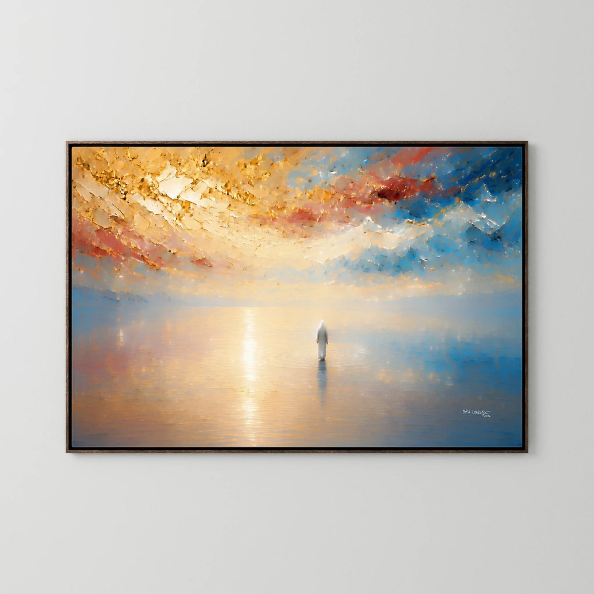 It Is I, Matthew 14:27 canvas print in a dark oak floater frame