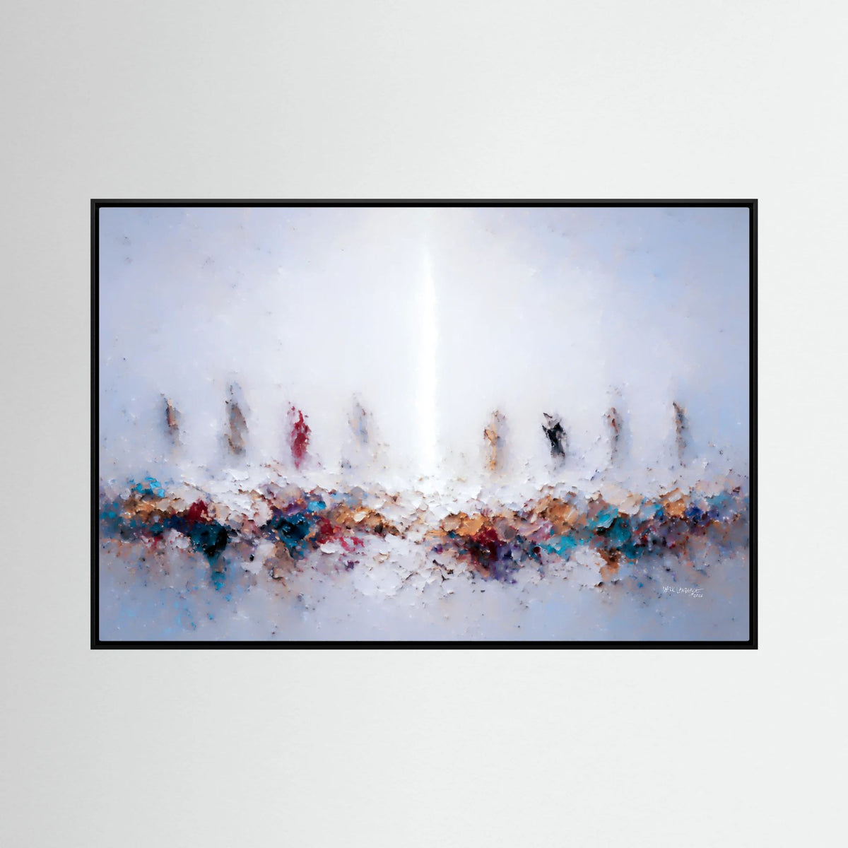 In Remembrance of Me, Luke 22:19: canvas print by Mark Lawrence, framed, on a white wall