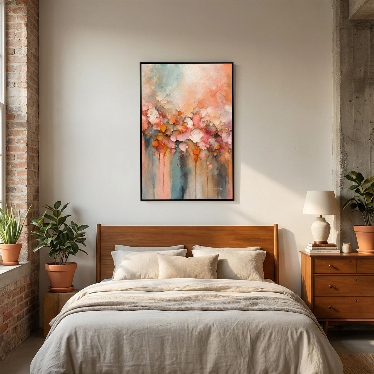 Heavenly Gathering, 1 Thessalonians 4:14 canvas print above the bed in a bedroom