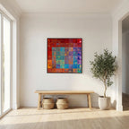 Surrounded By Love, Psalm 32:10 canvas print above a bench in an entryway