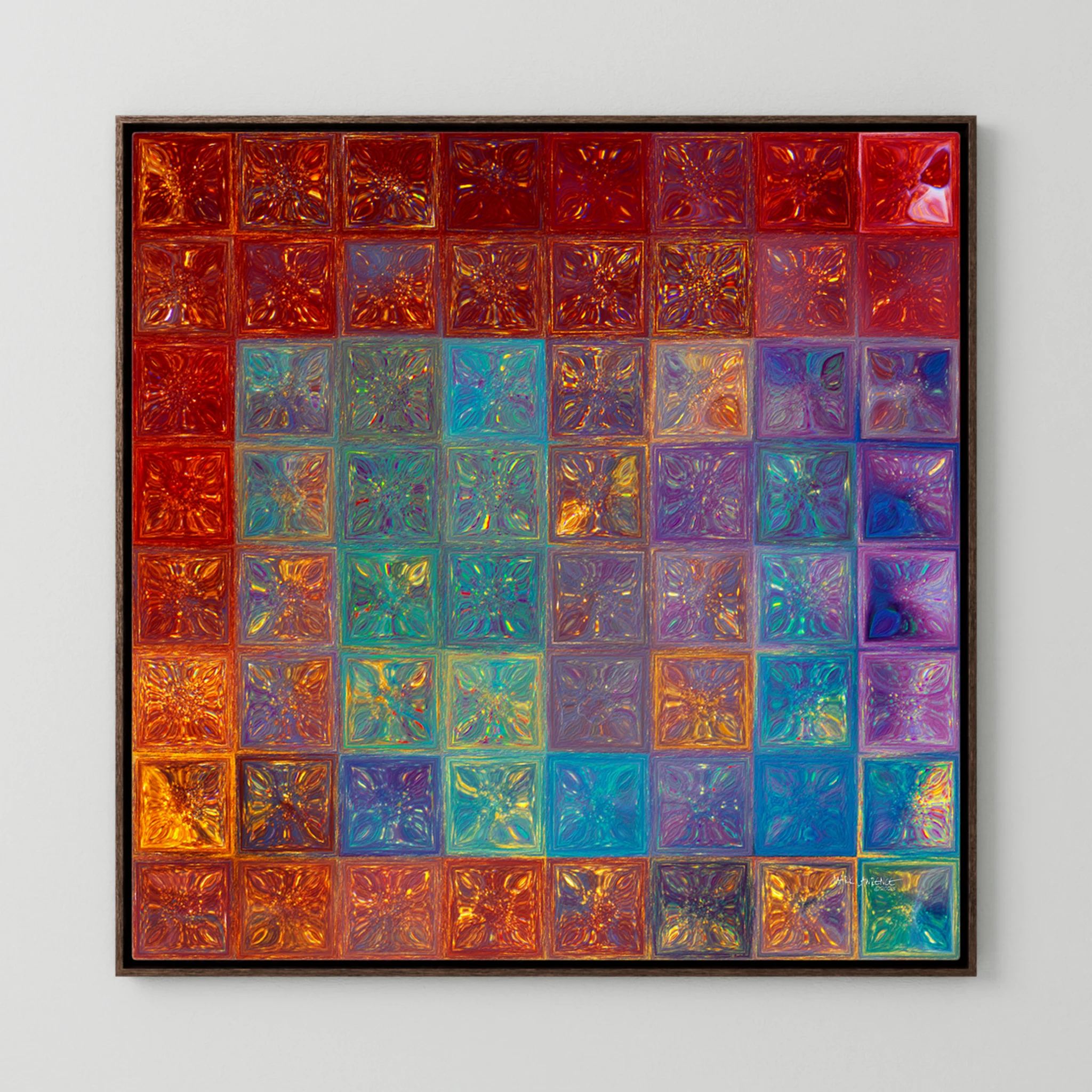 Surrounded By Love, Psalm 32:10 canvas print in a dark oak floater frame