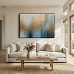 Glory Unveiled, Revelation 21:23 canvas print above a white sofa in a bright living room