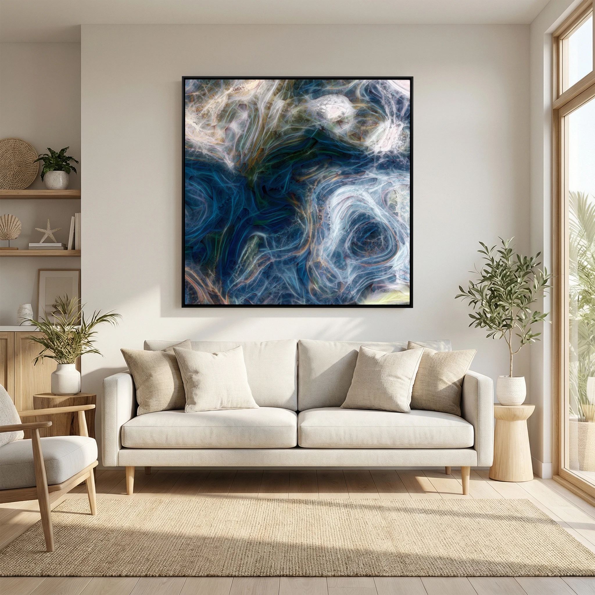 Children of God, 1 John 3:1 canvas print above a sofa in a living room