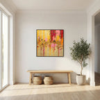 Divine Rainfall, Isaiah 45:8 canvas print above a bench in an entryway
