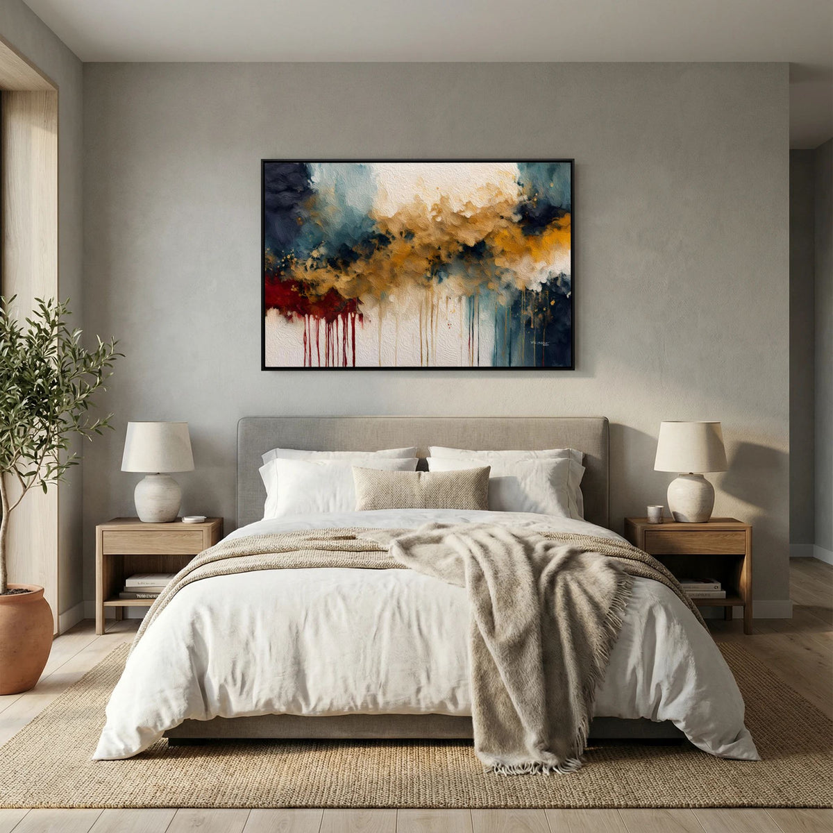 Promised Deliverance, Proverbs 11:21 canvas print above the bed in a bedroom
