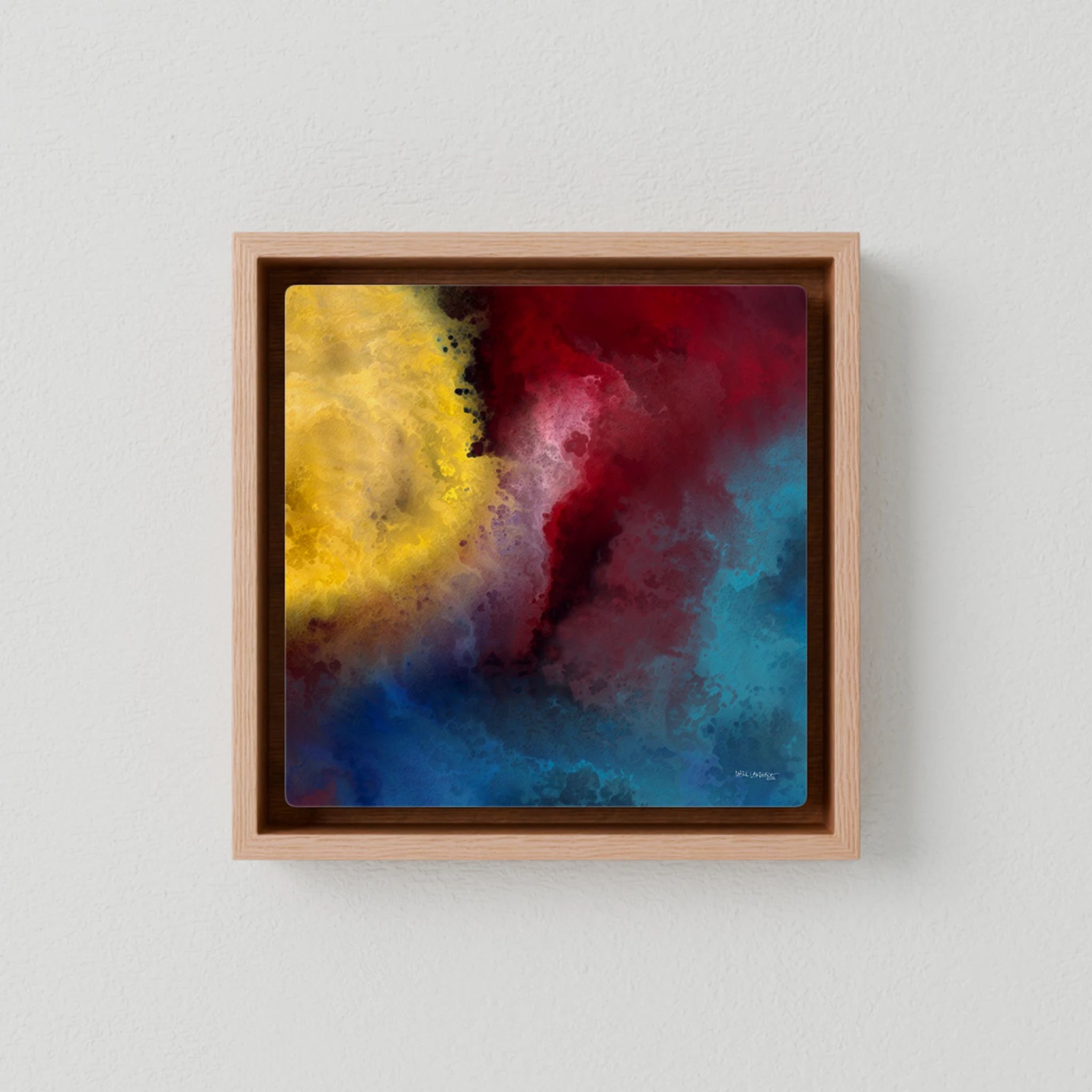 Let There Be Light, Genesis 1:3 canvas print in an oak floater frame