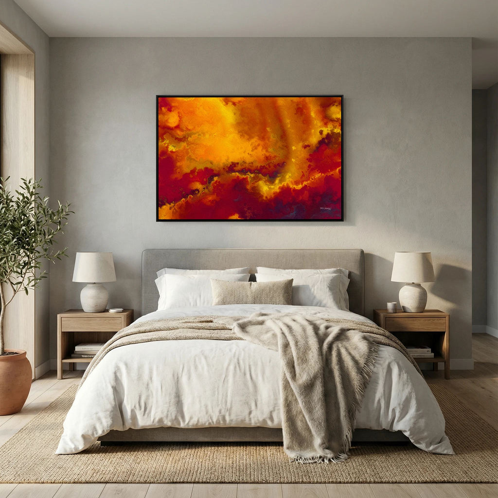 He Delivers And Rescues, Daniel 6:27 canvas print above the bed in a bedroom