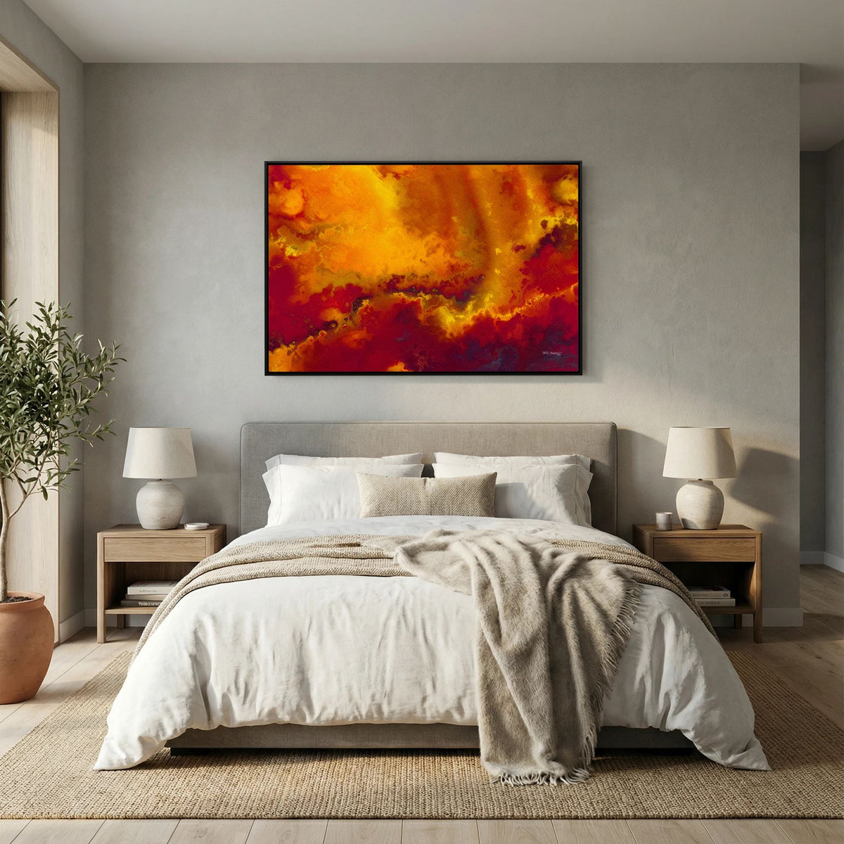 He Delivers And Rescues, Daniel 6:27 canvas print above the bed in a bedroom