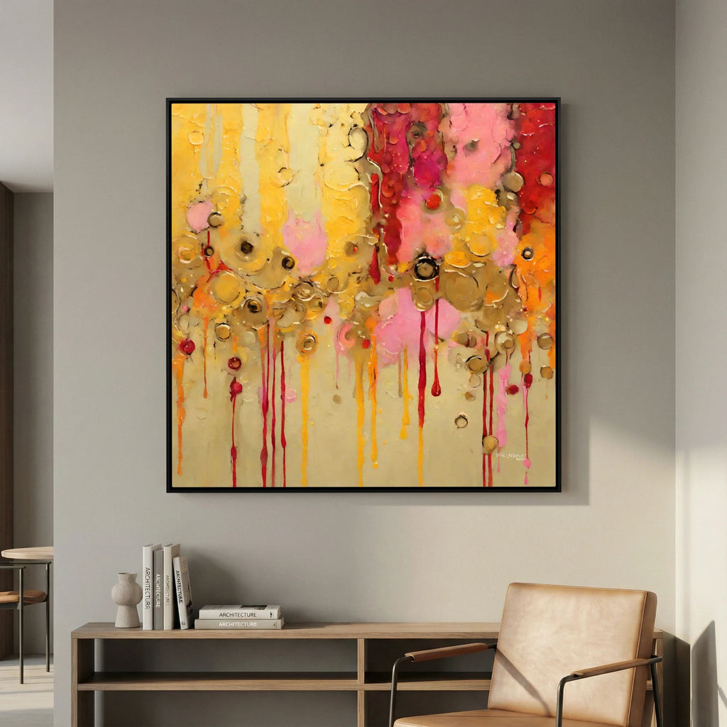 Divine Rainfall, Isaiah 45:8 canvas print above a sideboard in a reading corner
