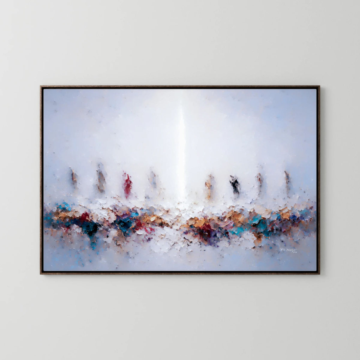 In Remembrance of Me, Luke 22:19 canvas print in a dark oak floater frame