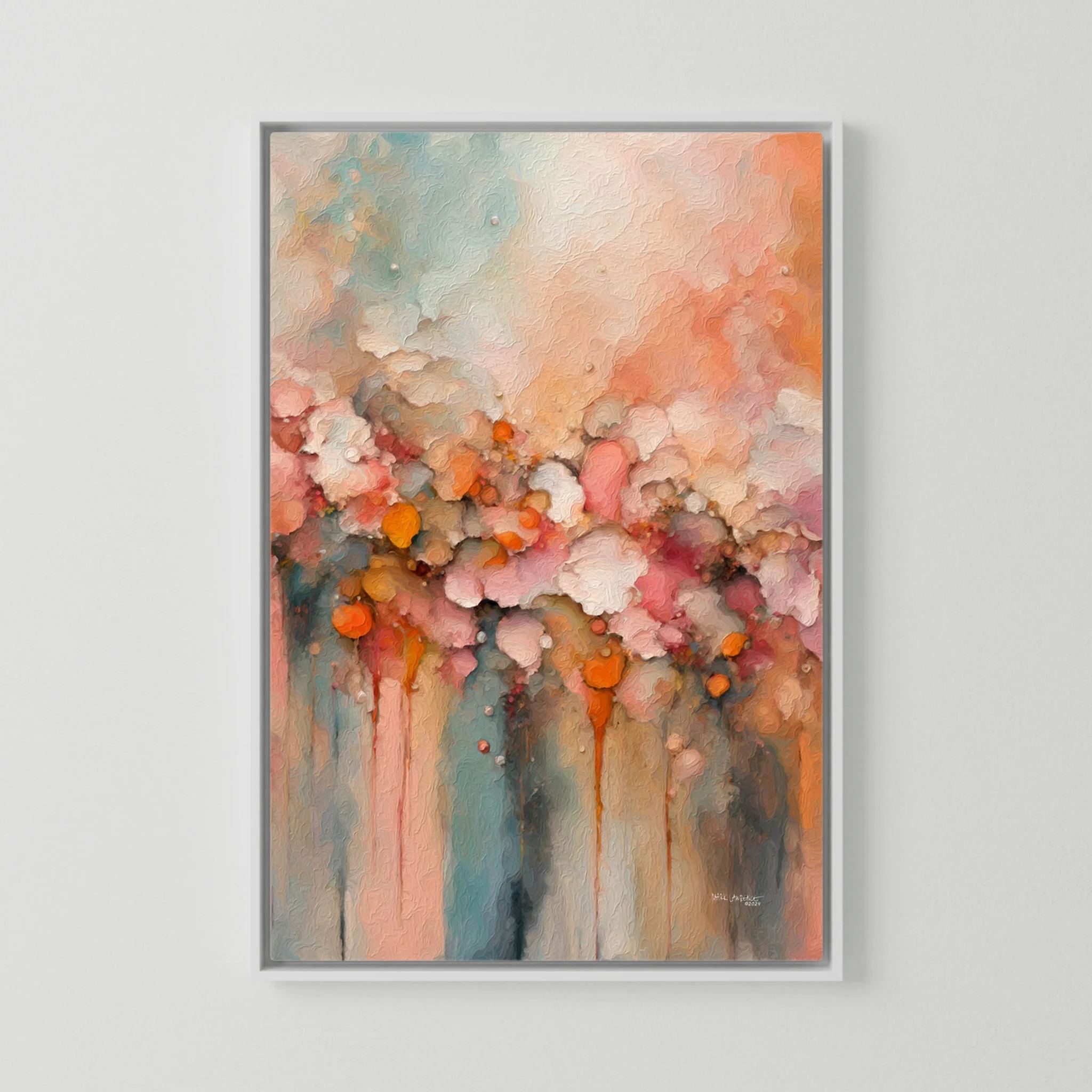 Heavenly Gathering, 1 Thessalonians 4:14 canvas print in a white floater frame