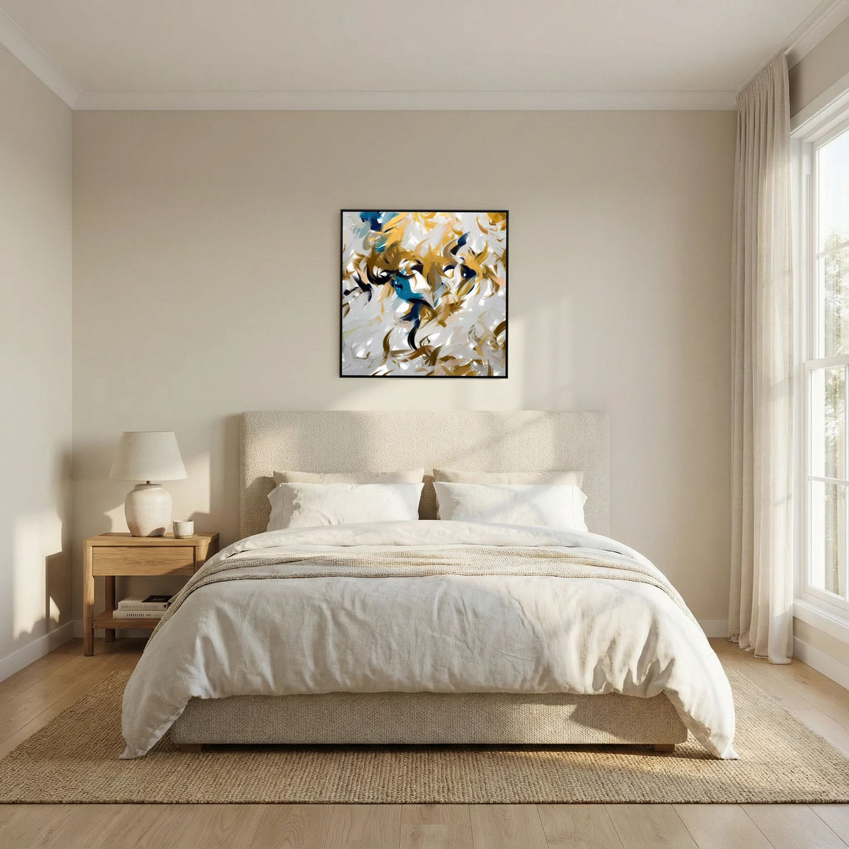 Breath of the Almighty, Job 33:4 canvas print above the bed in a bedroom