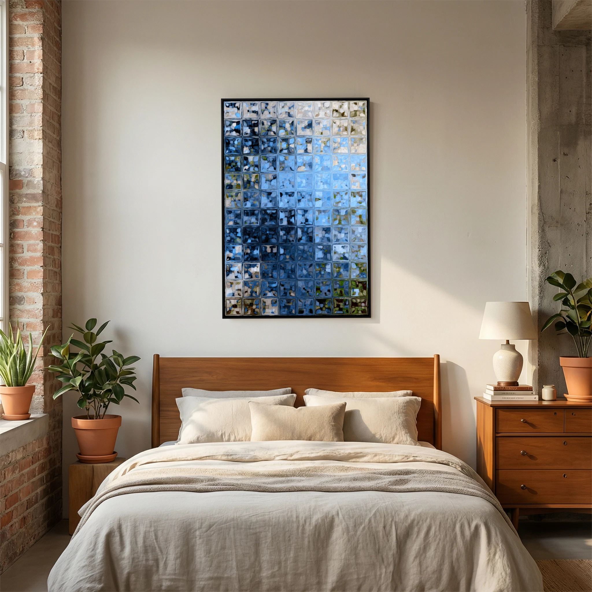 Window of Light, Matthew 6:22 canvas print above the bed in a bedroom