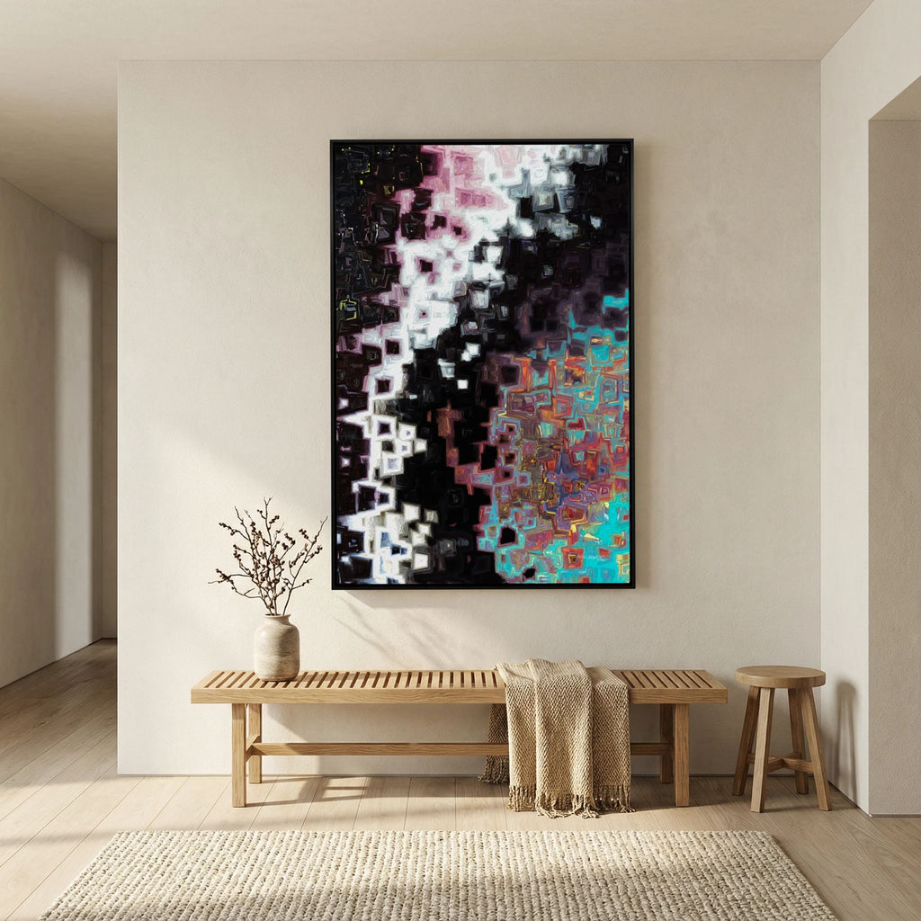 Jesus Christ, The Alpha and Omega, Revelation 1:8 canvas print above a bench in a hallway
