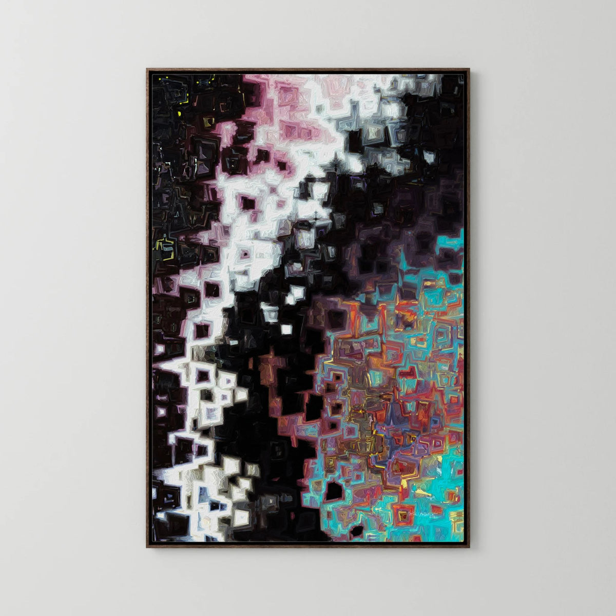 Jesus Christ, The Alpha and Omega, Revelation 1:8 canvas print in a dark oak floater frame