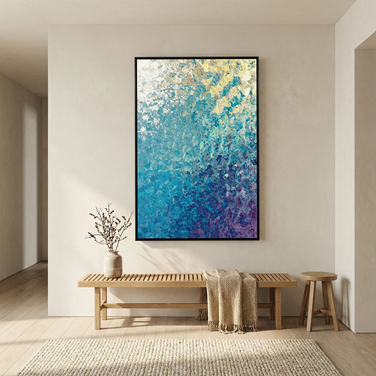 My Strength And Song, Isaiah 12:2 canvas print above a bench in a hallway