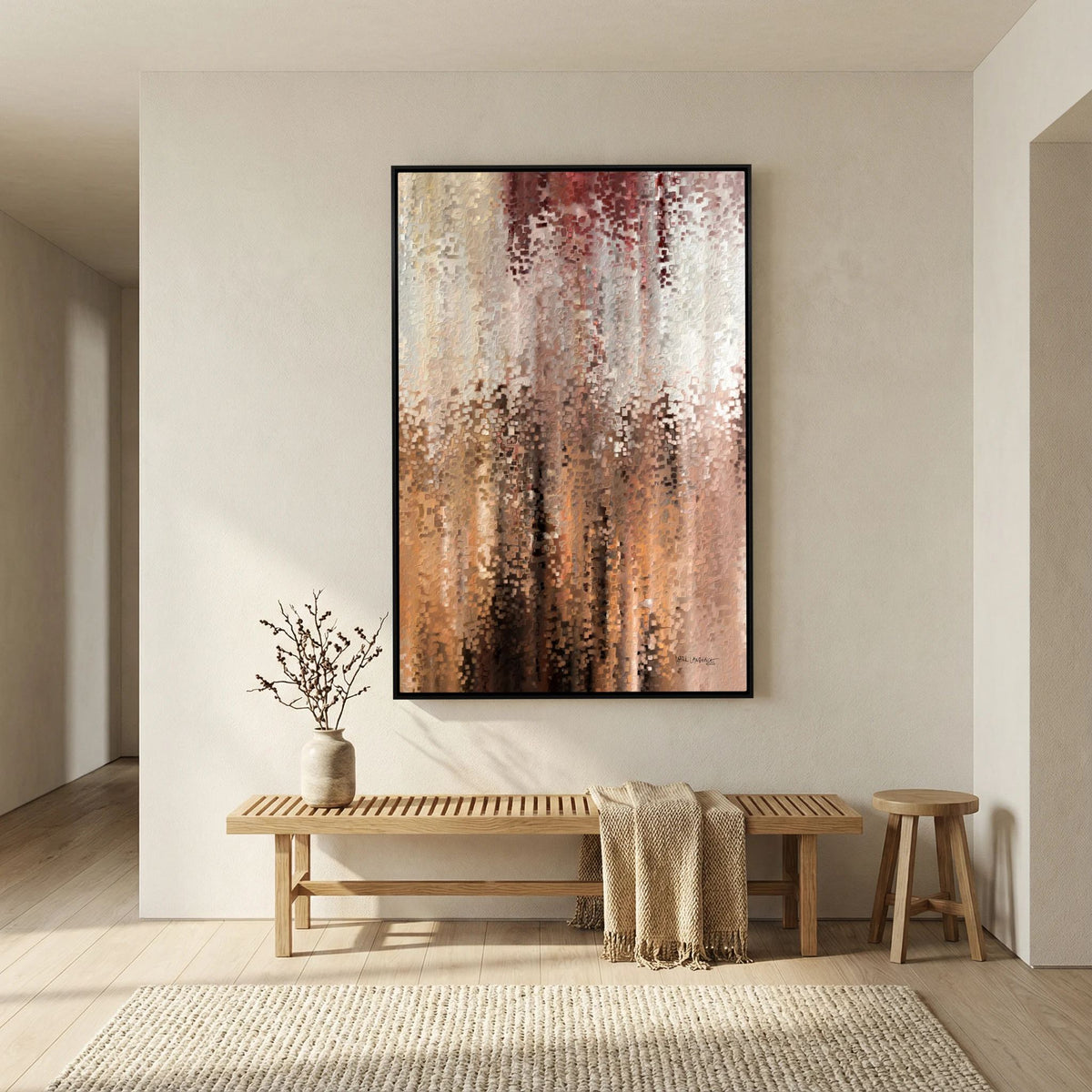 I Am With You, Isaiah 41:10 canvas print above a bench in a hallway