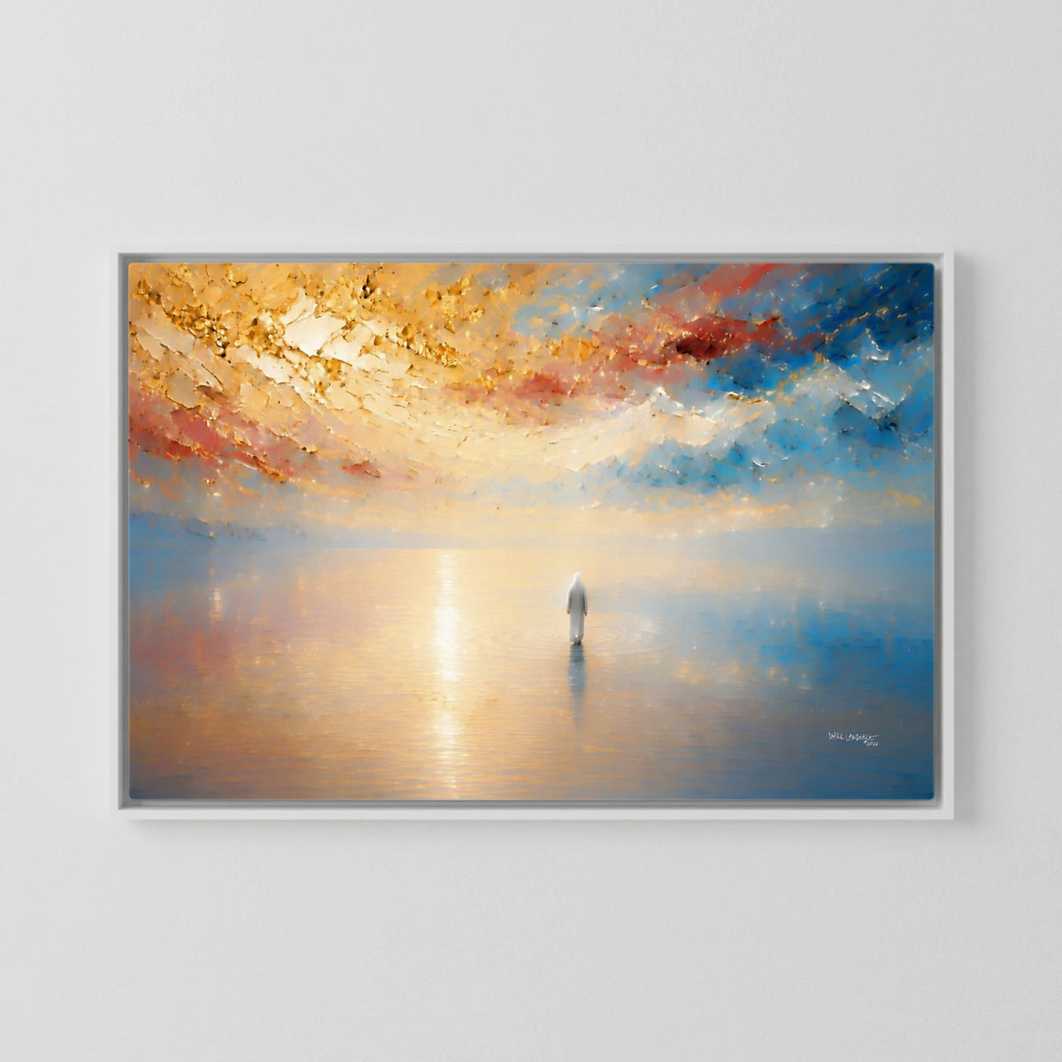 It Is I, Matthew 14:27 canvas print in a white floater frame