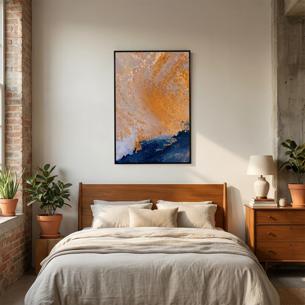 Joy in Believing, 1 Peter 1:8 canvas print above the bed in a bedroom