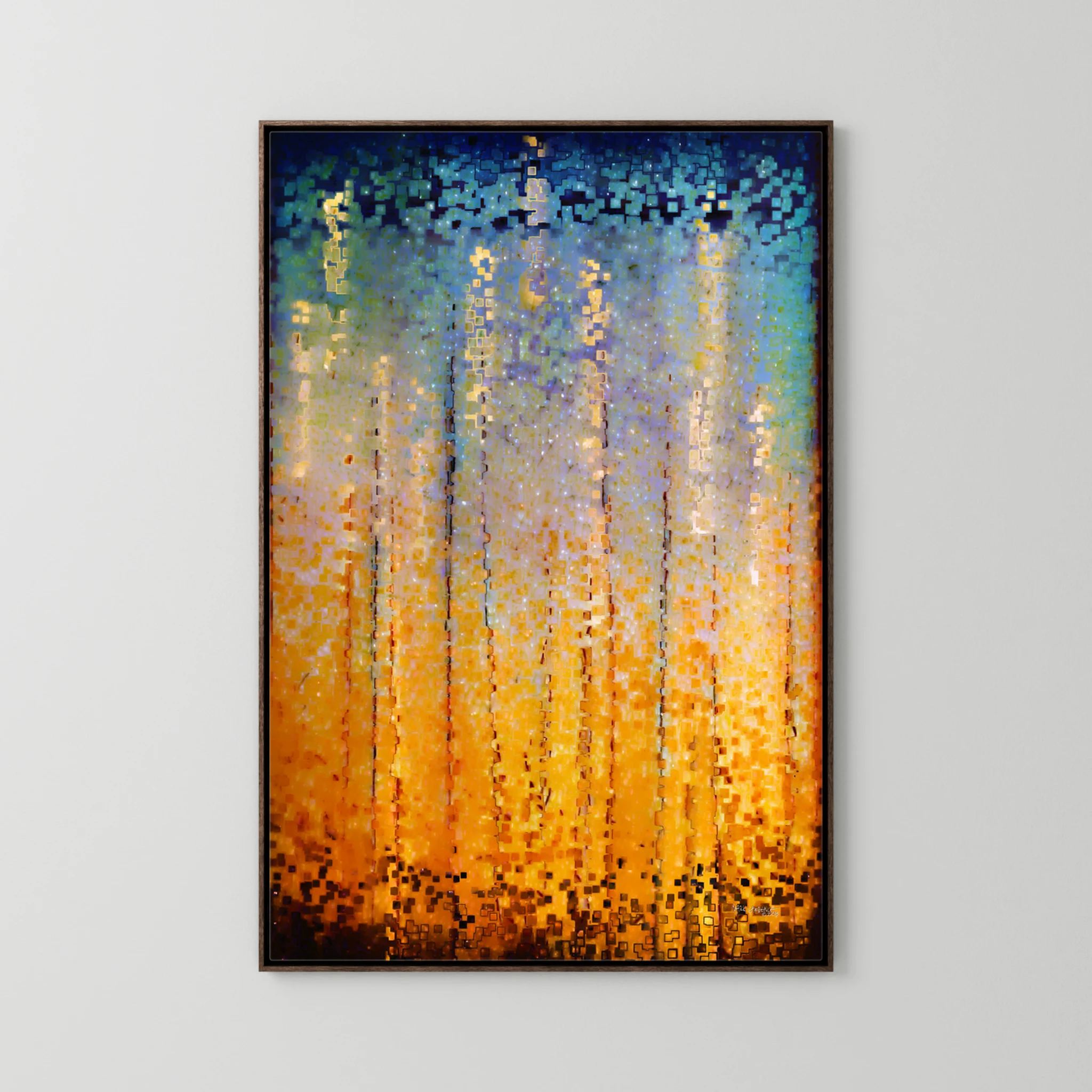 Everyone Who Calls, Romans 10:13 canvas print in a dark oak floater frame