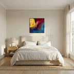 Let There Be Light, Genesis 1:3 canvas print above the bed in a bedroom