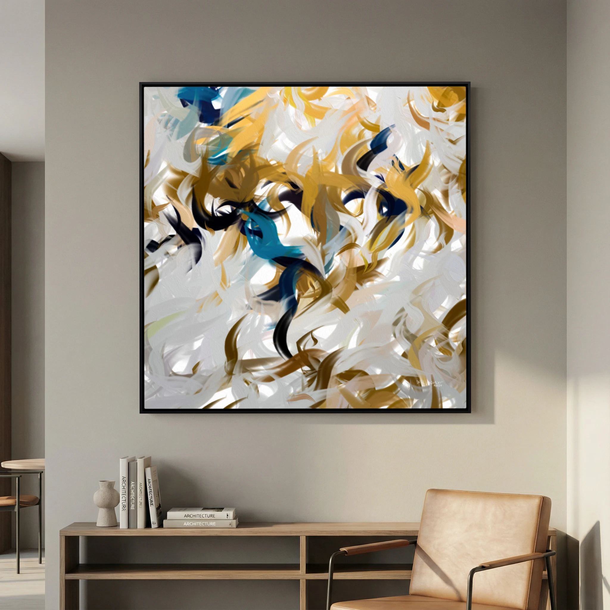 Breath of the Almighty, Job 33:4 canvas print above a sideboard in a reading corner