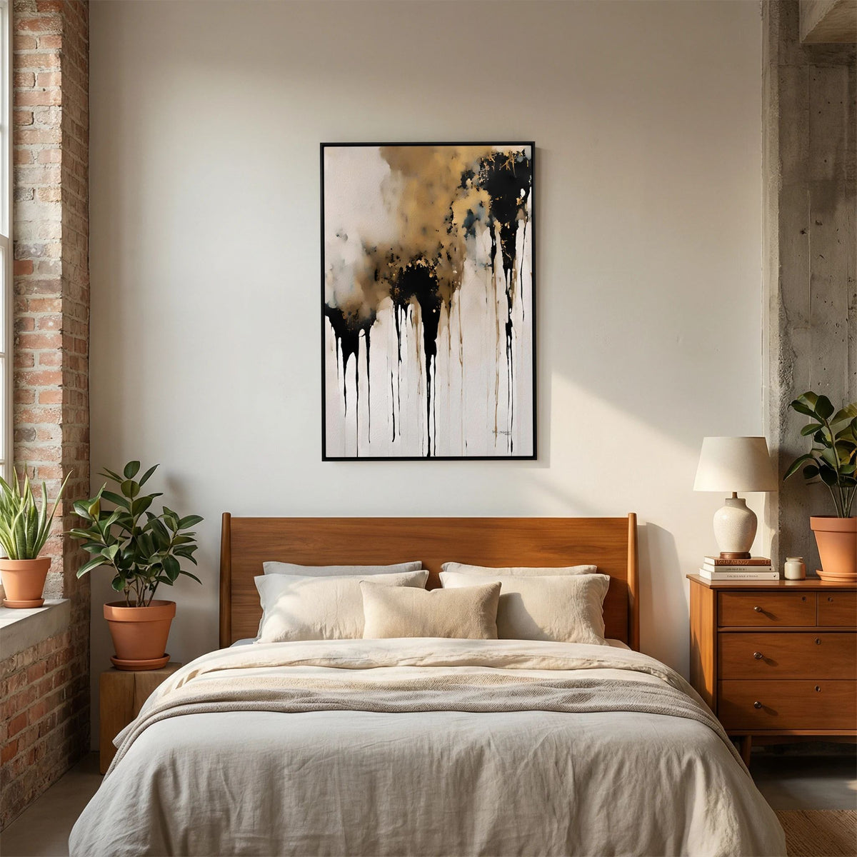 Crowned in Triumph, Revelation 3:21 canvas print above the bed in a bedroom