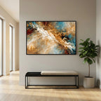 Heaven's Gate, Genesis 28:12 canvas print above a bench in an entryway, beside a fiddle-leaf fig