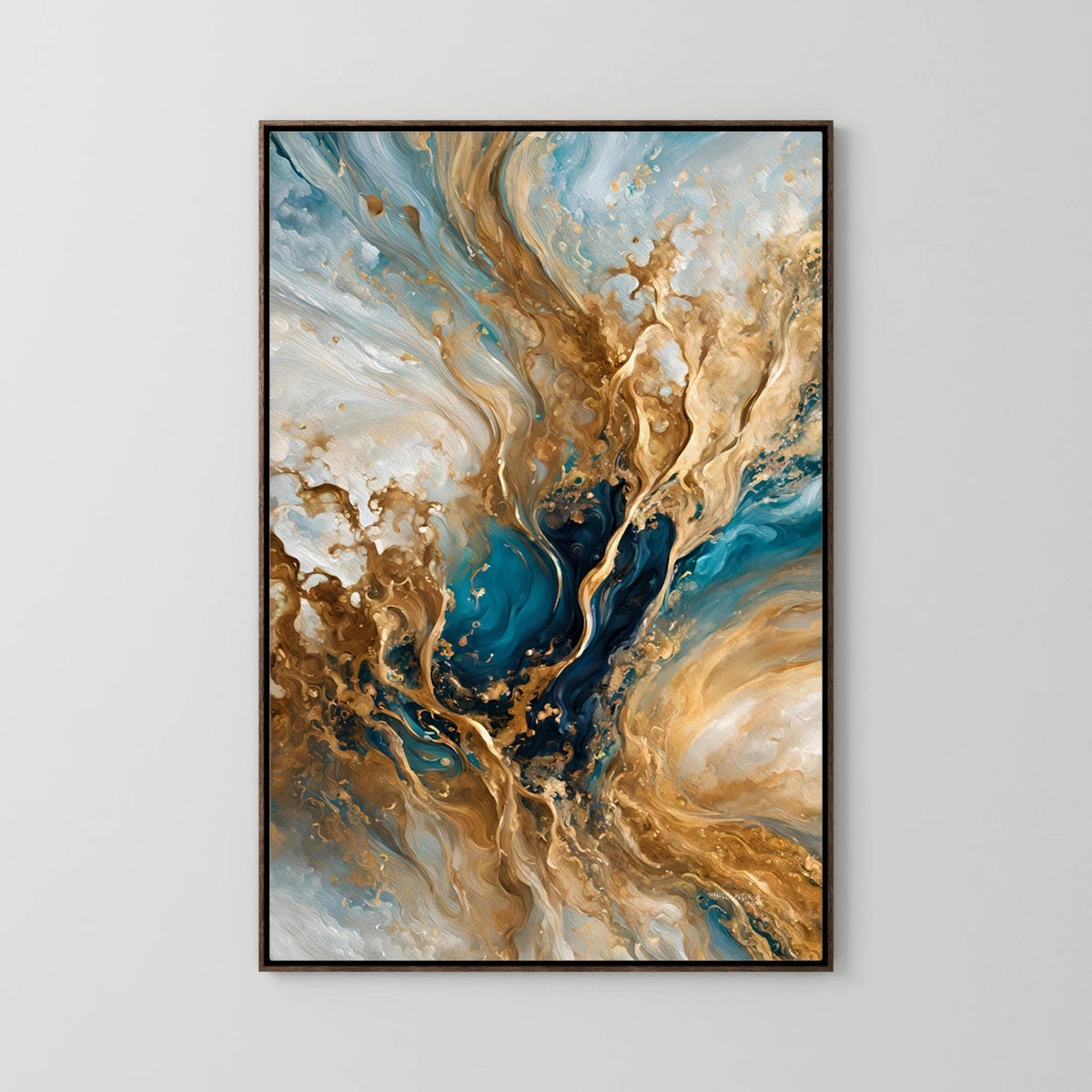 Celestial Vision, Matthew 3:16 canvas print in a dark oak floater frame