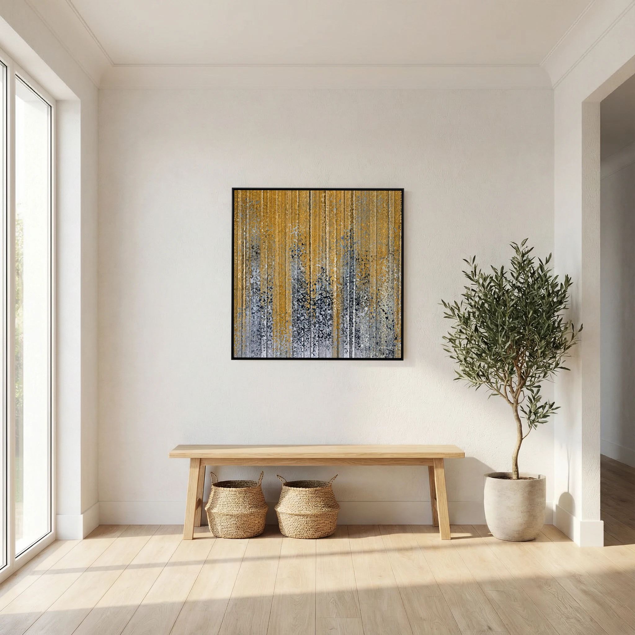 God Works In You, Philippians 2:13 canvas print above a bench in an entryway