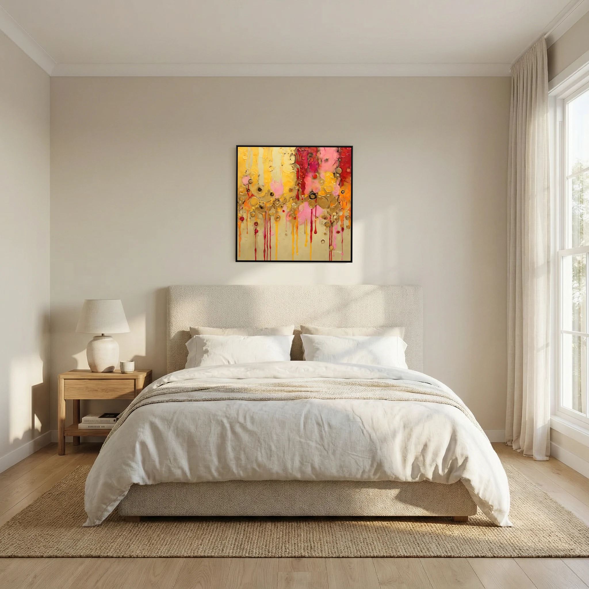 Divine Rainfall, Isaiah 45:8 canvas print above the bed in a bedroom