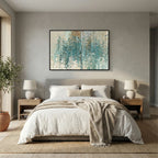 Jesus Loves You So Much, Romans 8:38 canvas print above the bed in a bedroom